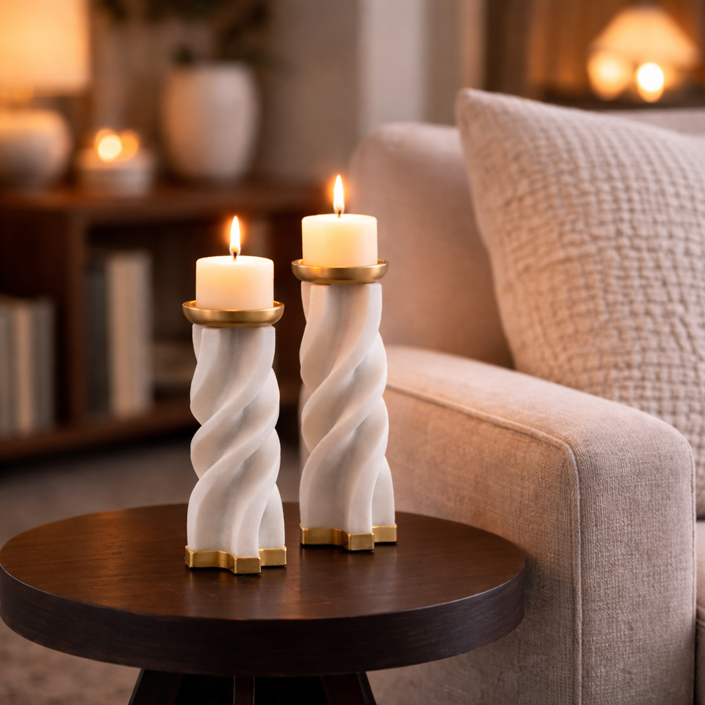 Cyris Resin Alloy Candle Holder Set