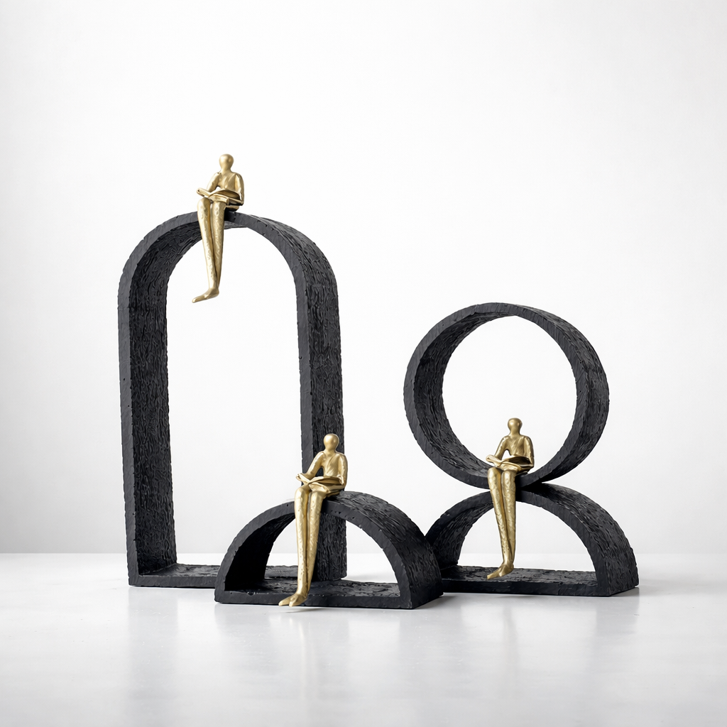 Orion Duo Black Resin Sculpture Set
