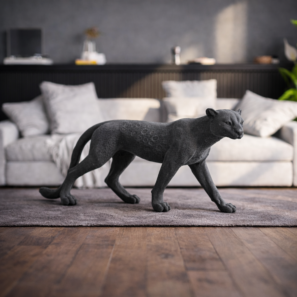 Darian Charcoal Resin Panther Statue