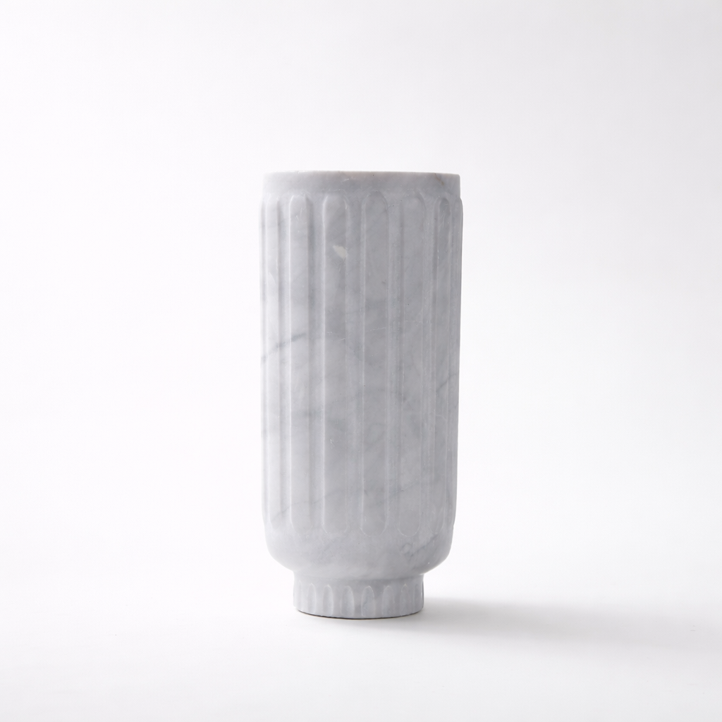Elara White Marble Vase