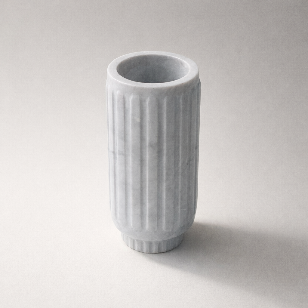 Elara White Marble Vase