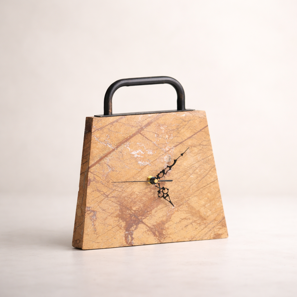 Forest Brown Marble Iron Bag Clock