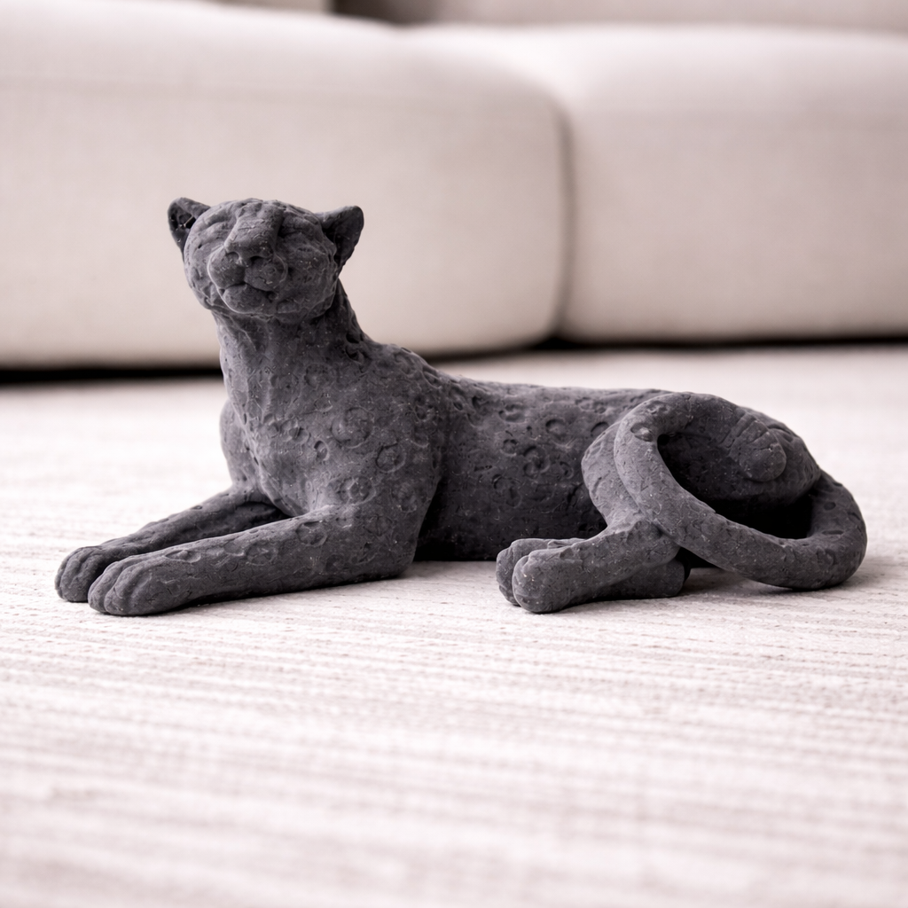 Kairo Grey Resin Panther Sculpture