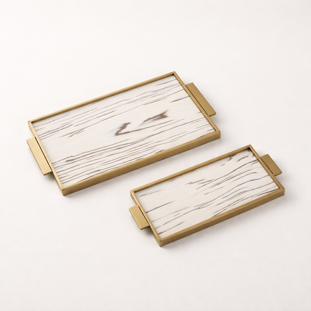 Linor Veneer Stainless Steel Tray