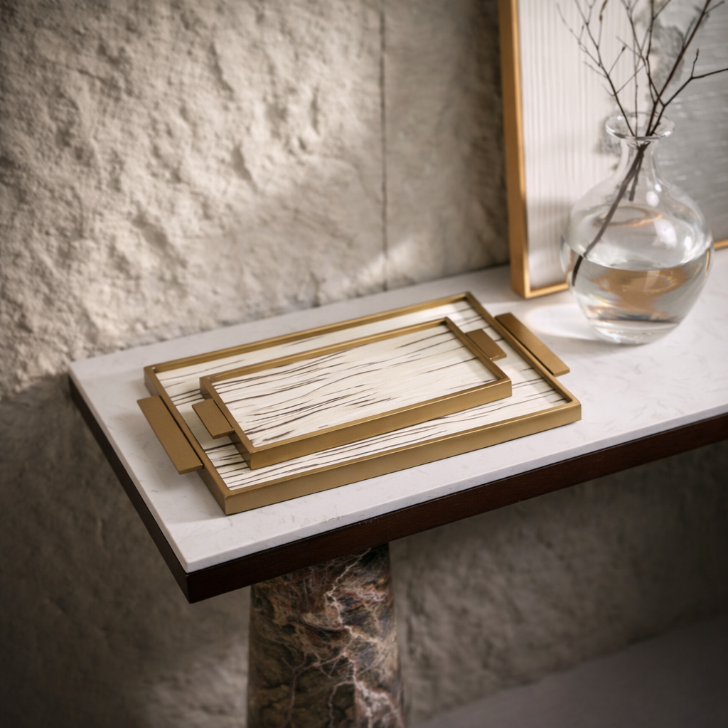 Linor Veneer Stainless Steel Tray