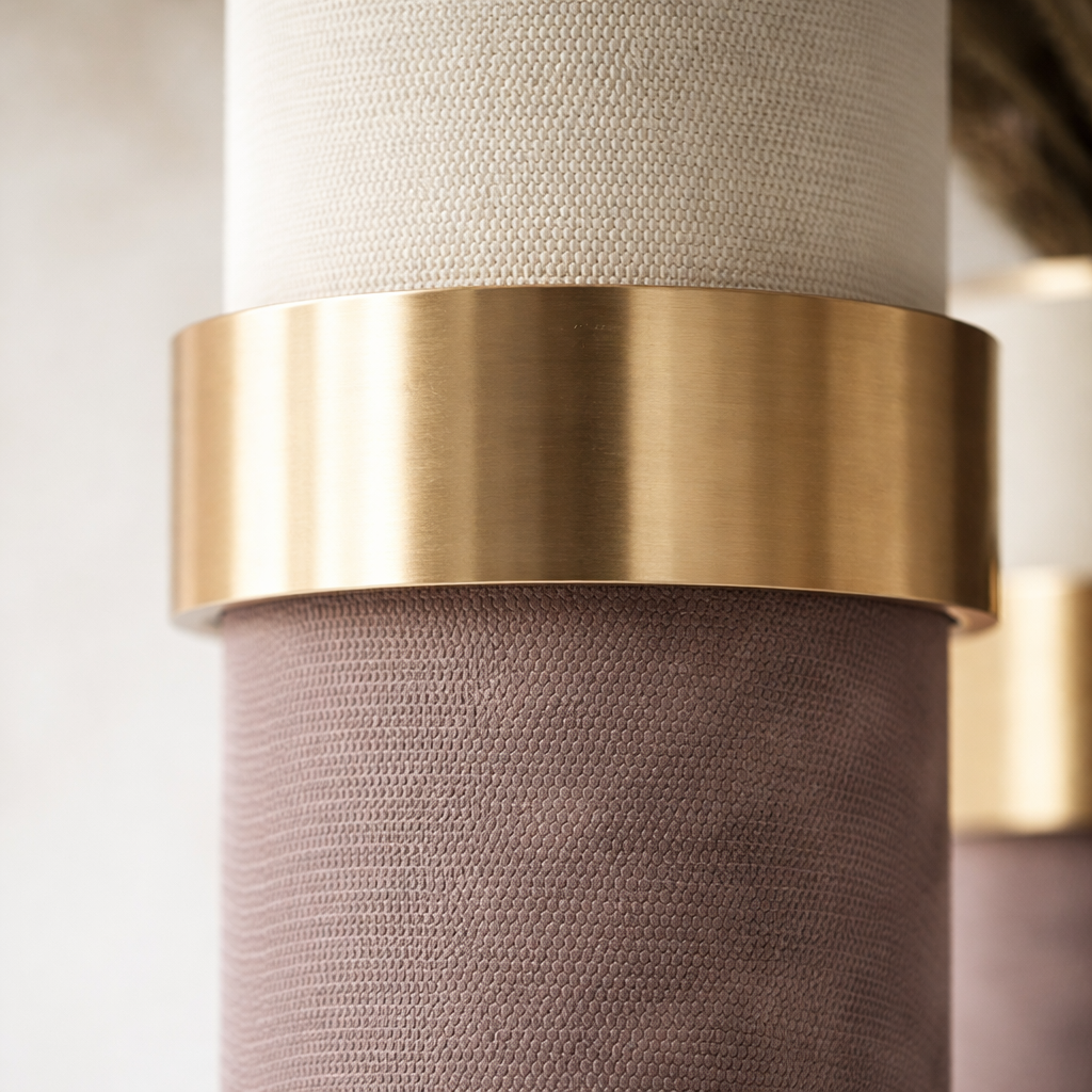 Marvella Brown & Gold Aluminium Leather Vase Set
