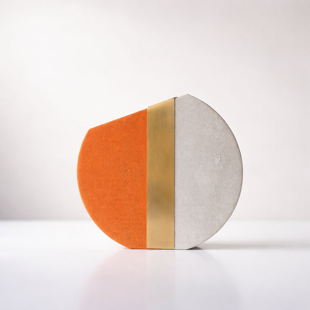 Rynel Orange & Gold Iron Leather Vase Set