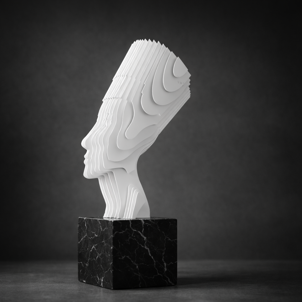 Velian White Marble & Iron Sculpture