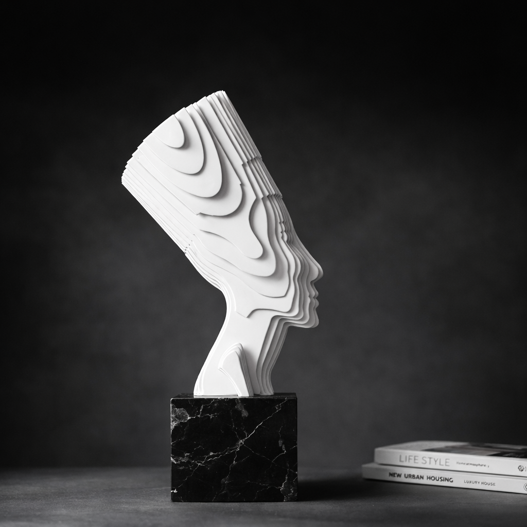 Velian White Marble & Iron Sculpture