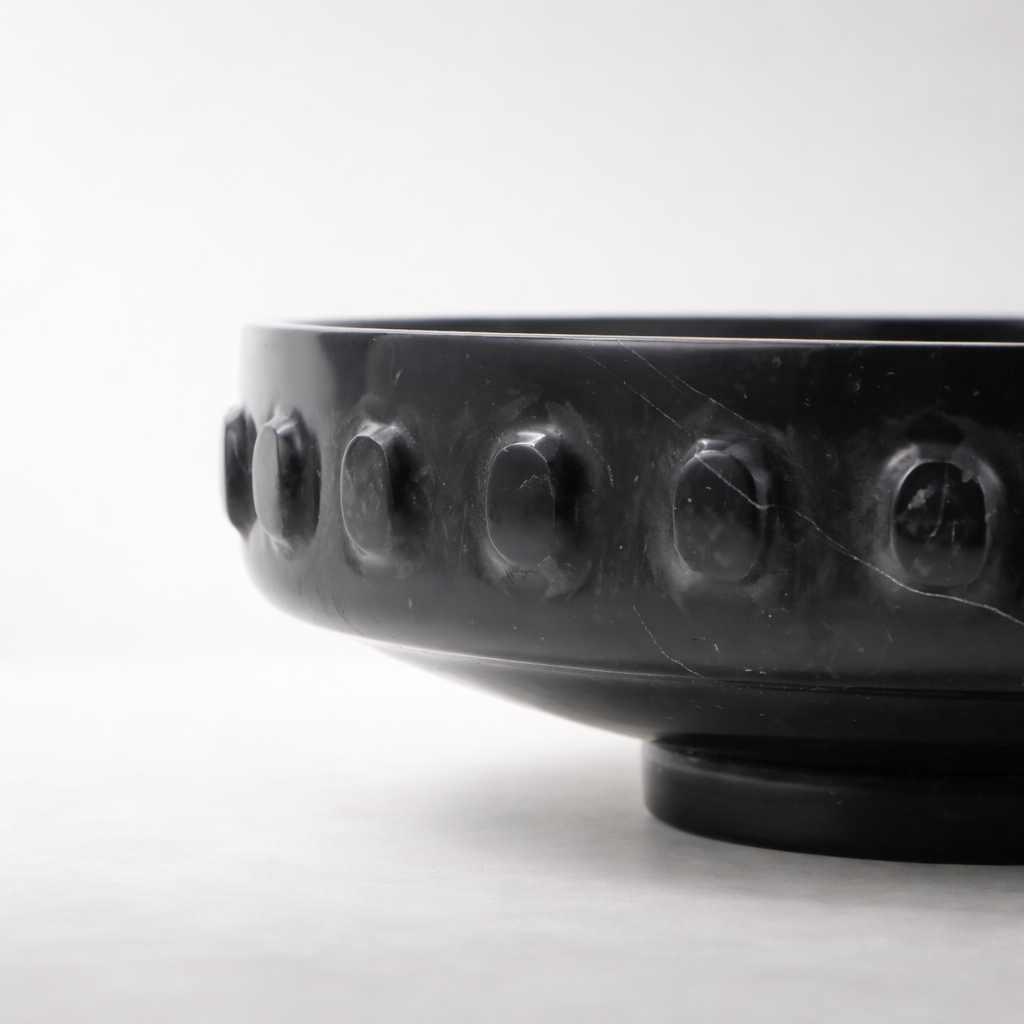 Neris Black Marble Vase and Tray
