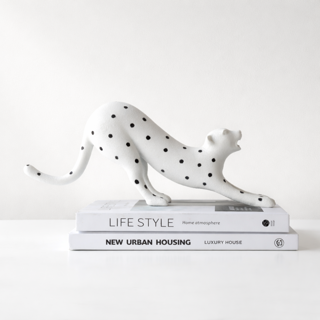 Valora White Resin Panther Sculpture