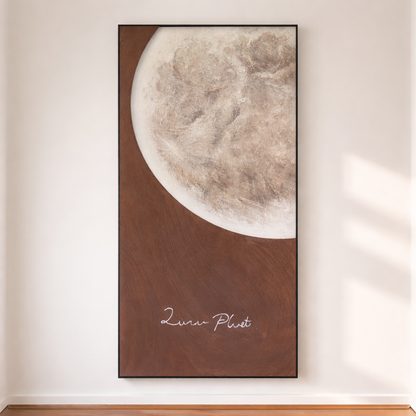 Celestial Reflections in Handmade Oil Painting with 3D Carving & LED