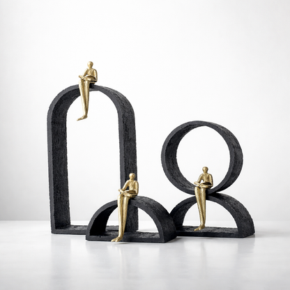 Orion Duo Black Resin Sculpture Set