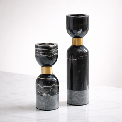Ardent  Iron Marble Candle Holder Set