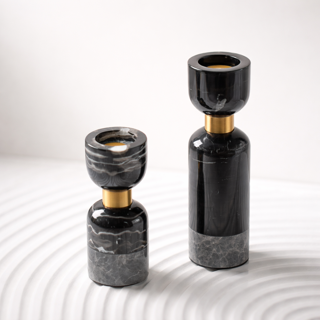 Ardent  Iron Marble Candle Holder Set