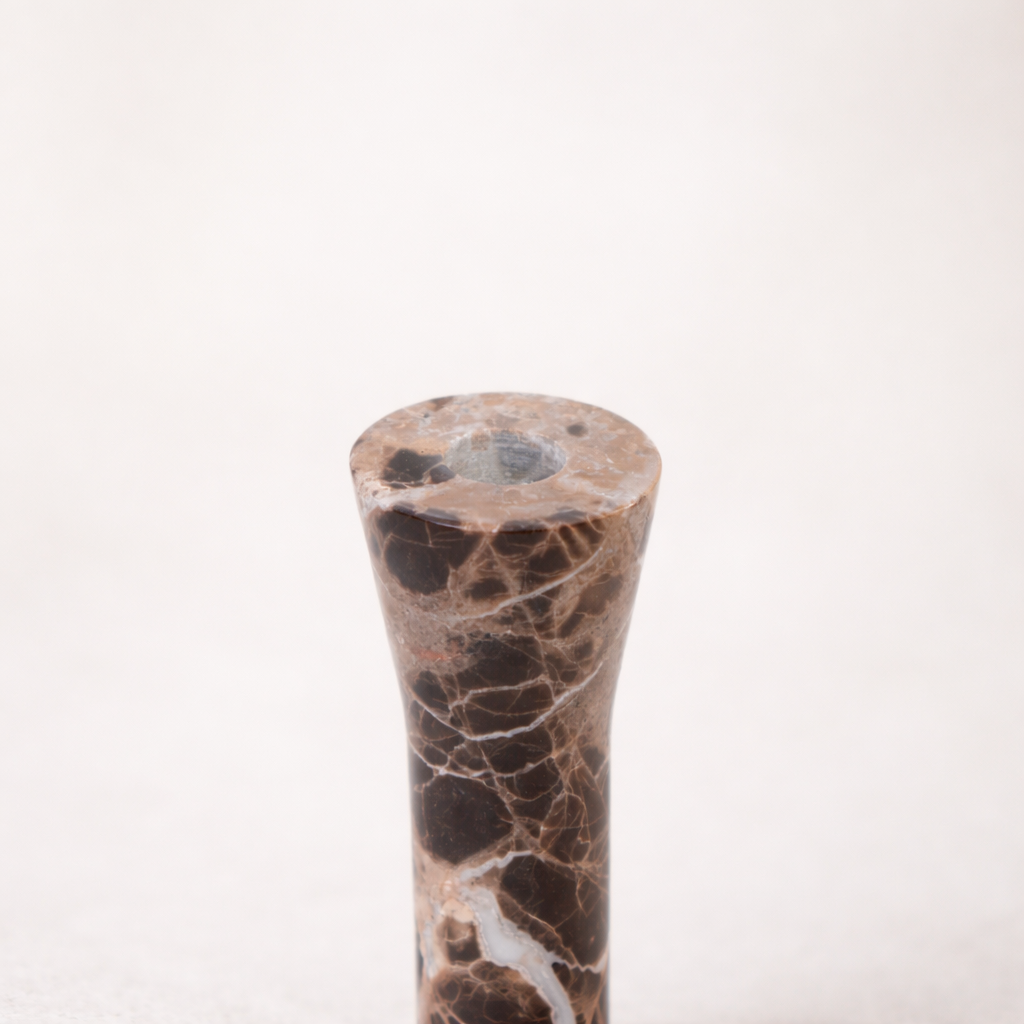 Dark Brown Marble Candle Holder Set