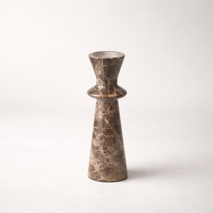 Dark Brown Marble Candle Holder Set