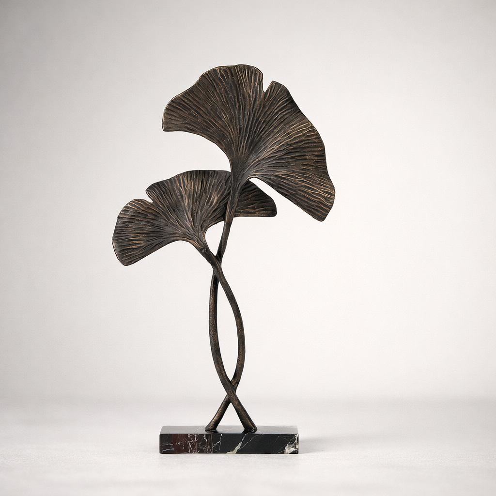 Eloria Black Leaf Aluminum Marble Sculpture