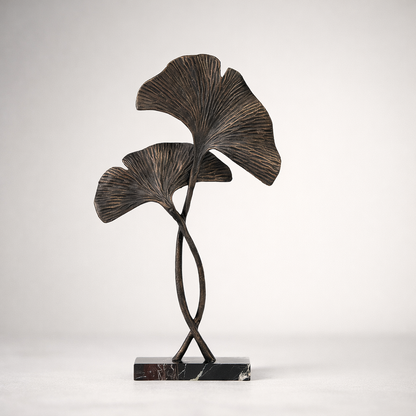 Eloria Black Leaf Aluminum Marble Sculpture