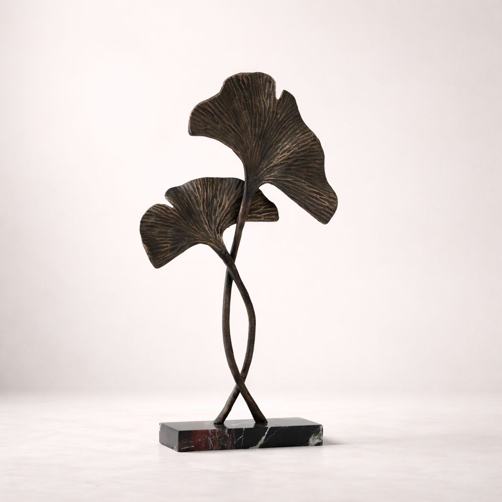 Eloria Black Leaf Aluminum Marble Sculpture