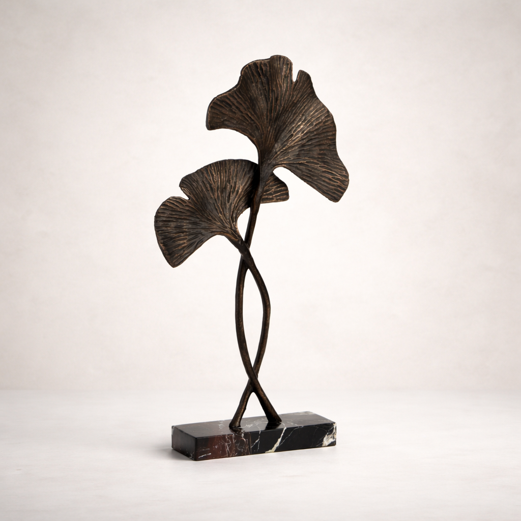 Eloria Black Leaf Aluminum Marble Sculpture