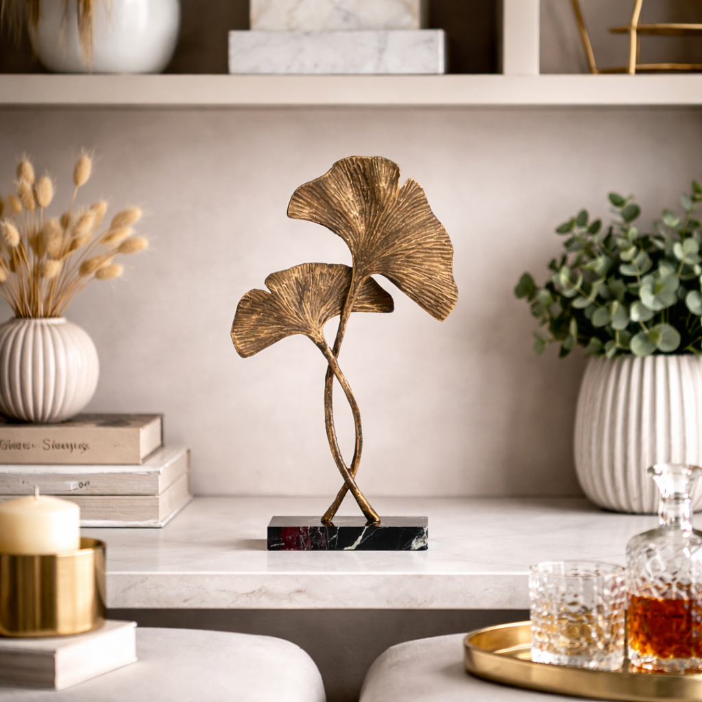 Eloria Gold Leaf Aluminum Marble Sculpture