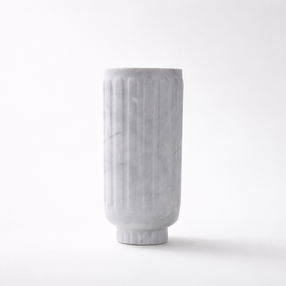 Elara White Marble Vase