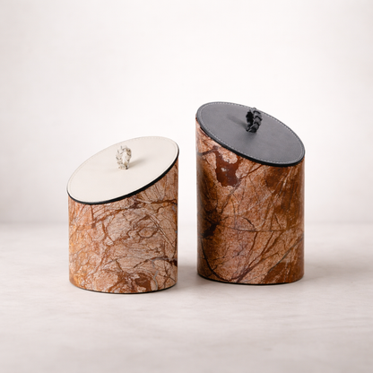 Forest Brown PU Leather Marble Jar