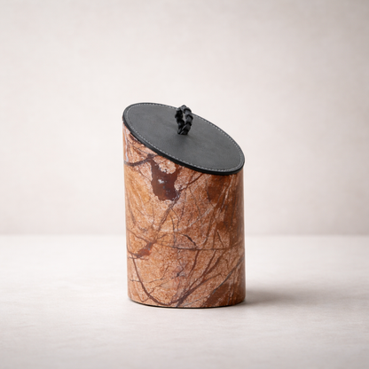 Forest Brown PU Leather Marble Jar