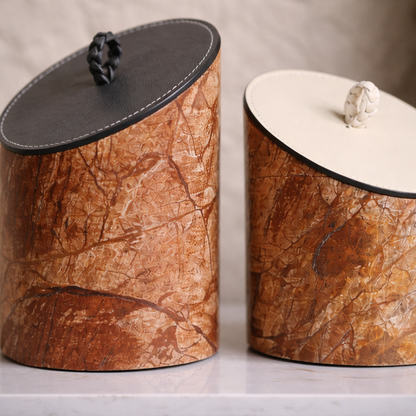 Forest Brown PU Leather Marble Jar