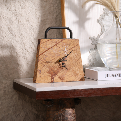 Forest Brown Marble Iron Bag Clock