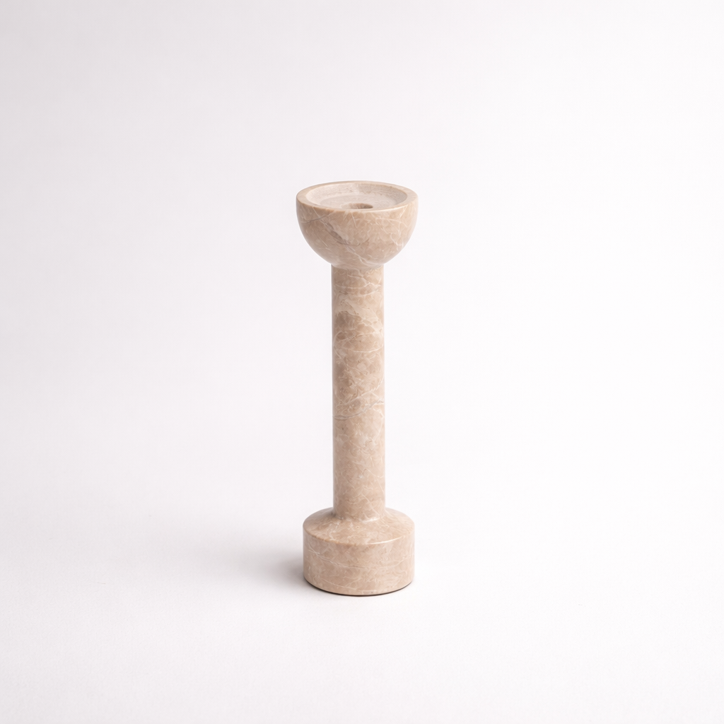 Light Brown Marble Candle Holder Set