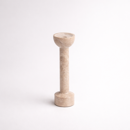Light Brown Marble Candle Holder Set