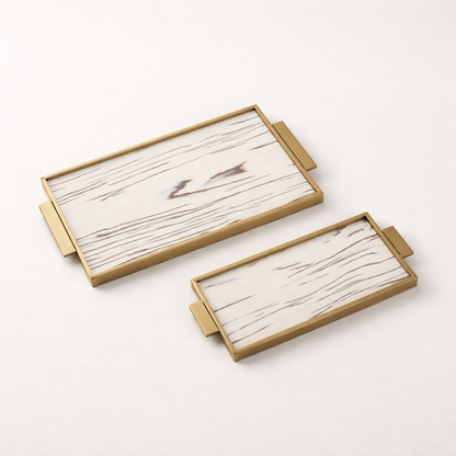 Linor Veneer Stainless Steel Tray