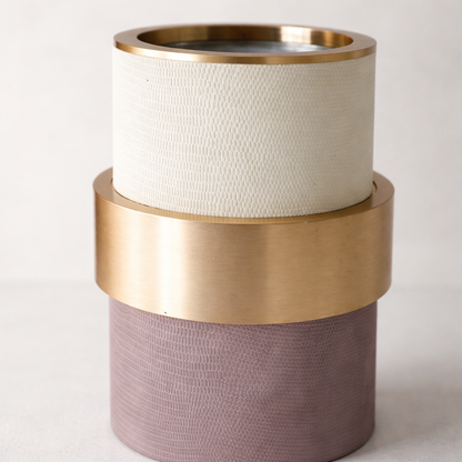 Marvella Brown & Gold Aluminium Leather Vase Set