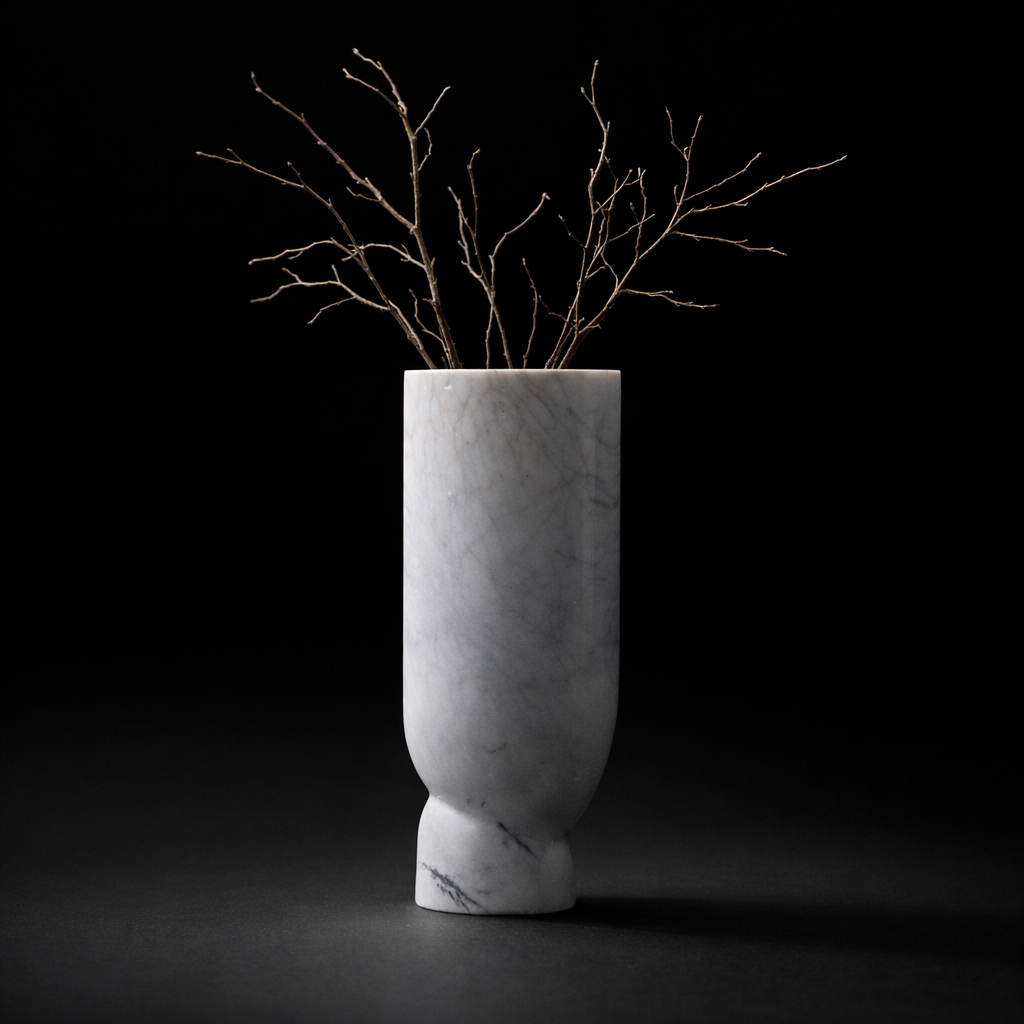 Maren White Marble Vase