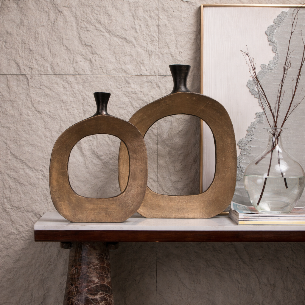 Rovian Bronze Aluminum Vase Set