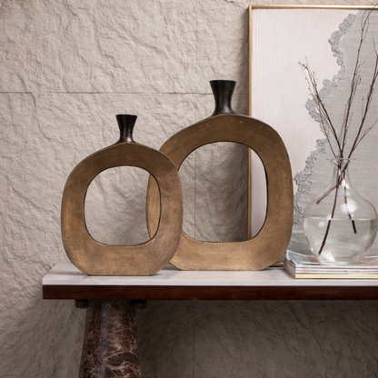 Rovian Bronze Aluminum Vase Set