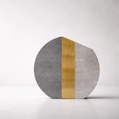 Rynel Grey & Gold Iron Leather Vase Set