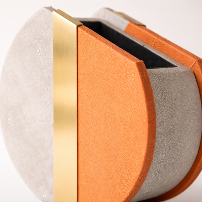Rynel Orange & Gold Iron Leather Vase Set