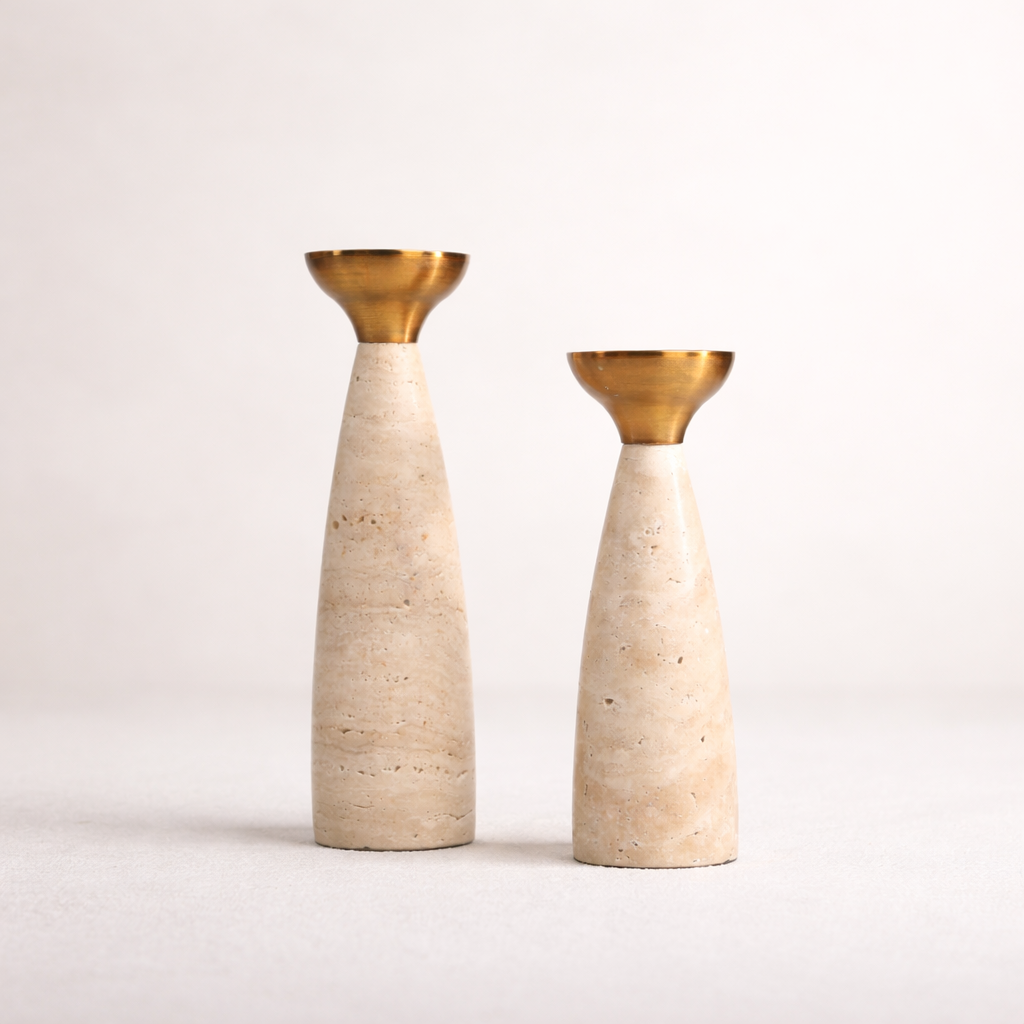 Taren Marble Alloy Candle Holder Set