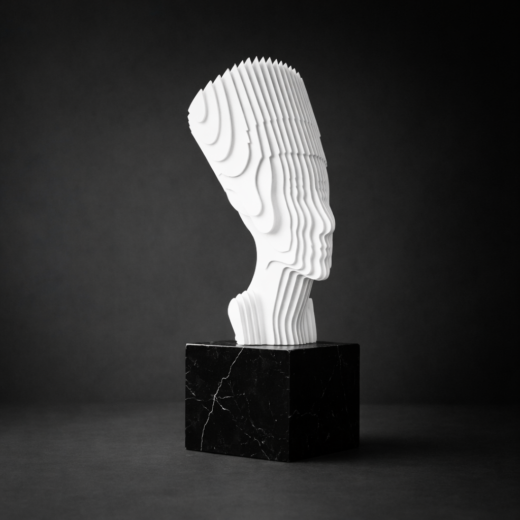 Velian White Marble & Iron Sculpture