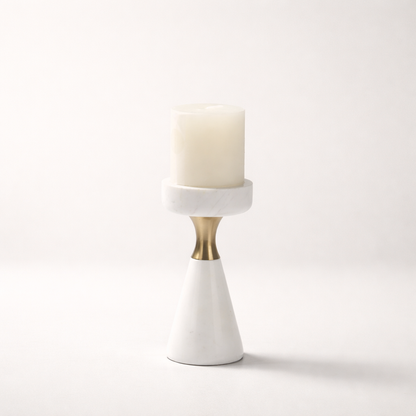White Marble Aluminum Candle Holder Set