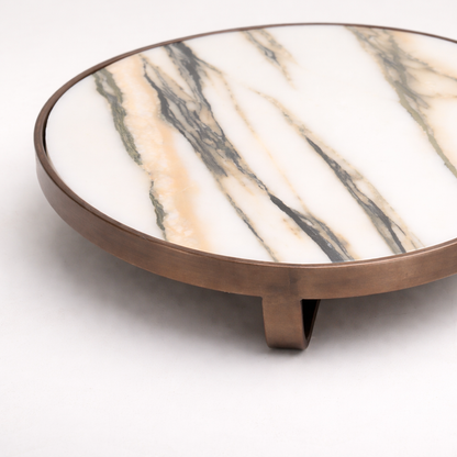 White Marble Stainless Steel Tray (Elevated)