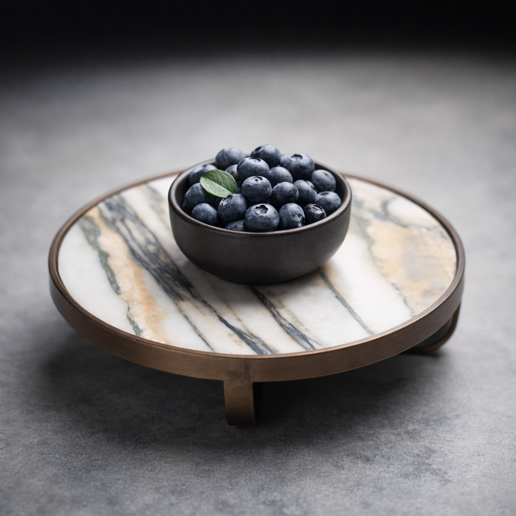 White Marble Stainless Steel Tray (Elevated)