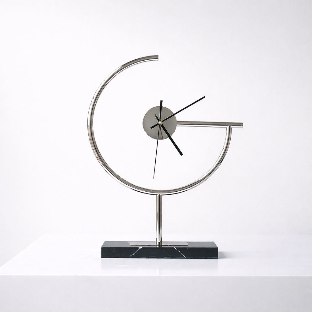 Auron Steel & Marble Desk Clock